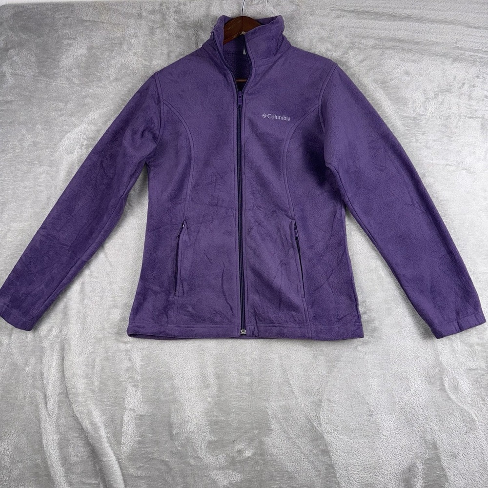 Columbia Womens Fleece Jacket Full Zip Red‎ Plaid Soft Coat Lightweight L